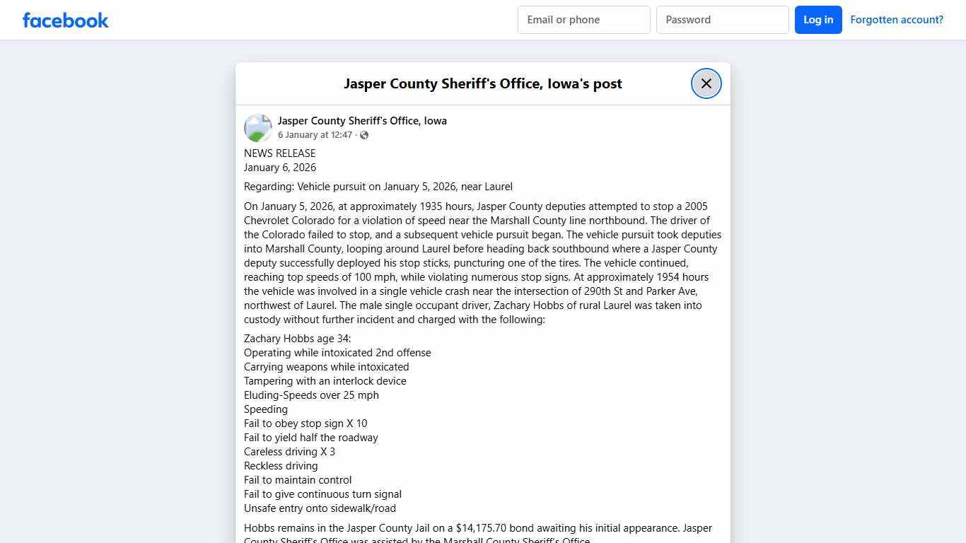NEWS RELEASE... - Jasper County Sheriff's Office, Iowa | Facebook